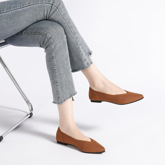 Women Pointed Toe Ballet Pink Red Flat Comfortable Casual Dressy Office Shoes - Picture 2 of 7